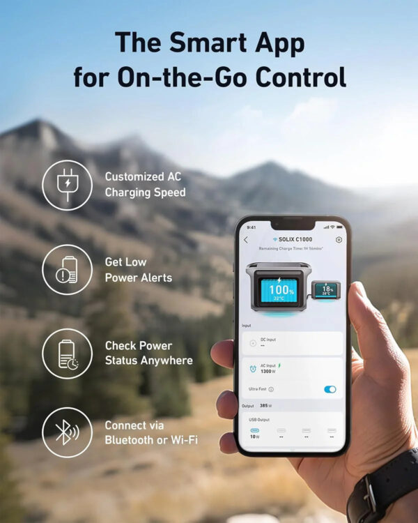 Anker SOLIX C1000 Portable Power Station with 200W Solar Panel, 1800W Solar Generator, 1056wh LFP (LiFePO4) Battery, 6 AC Outlets, Up to 2400W for...