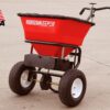 Walk Behind Push Spreader, 100lb Capacity, For Salt, Ice & Snow Melt, Included Grate & Cover With Enclosed Gearbox for Protection.