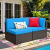 Devoko 5 Pieces Patio Furniture Sets All Weather Outdoor Sectional Patio Sofa Manual Weaving Wicker Rattan Patio Seating Sofas with Cushion and...