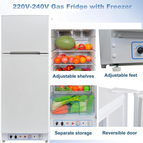 9.4 Cu ft 64 in*H Propane Refrigerator AC 110V Freezer Large Capacity Frigde Camper Motorhome