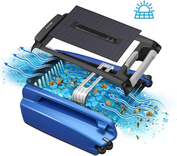 Betta SE Solar Powered Automatic Robotic Pool Surface Skimmer Cleaner with 30-Hour Continuous Cleaning Battery Power and Re-Engineered Twin Salt...
