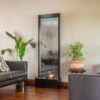 Alpine Mirror Waterfall Fountain with Stones & Lights, 72", Indoor/Outdoor Zen Decor