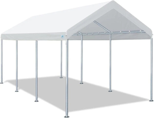 ADVANCE OUTDOOR 10x20 ft Heavy Duty Carport Potable Car Canopy Garage Party Tent Boat Shelter, Adjustable Height from 9.5 ft to 11 ft, Beige