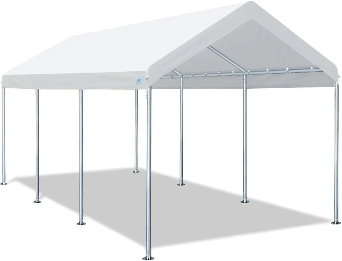 b5b6670af481794cc7fcf0a5813ed069731321d9a8981cc5e7b63c31c9e5c672 ADVANCE OUTDOOR 10x20 ft Heavy Duty Carport Potable Car Canopy Garage Party Tent Boat Shelter, Adjustable Height from 9.5 ft to 11 ft, Beige