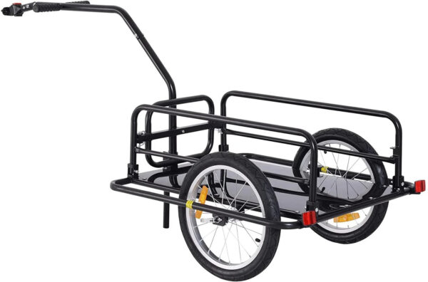 Foldable Bike Cargo Trailer, 80lbs Capacity, 16 Wheels, Black, with Hitch