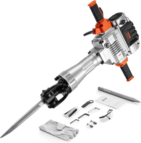 Electric demolition hammer, hydraulic crushing hammer, concrete crusher, heavy-duty electric hydraulic crushing hammer, equipped with chisel...
