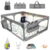 Baby Playpen with Mat 75"*59", Extra Large Playpen for Babies and Toddlers with Storage Bag, BPA-Free, Non-Toxic, Safe No Gaps Playards for...