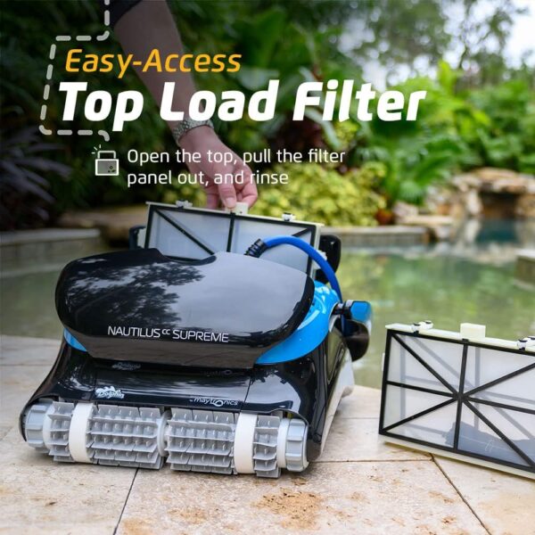 Dolphin Nautilus CC Plus Wi-Fi Automatic Robotic Pool Vacuum Cleaner, Always Cleaning, Never Charging, with Wall Climbing Scrubber Brush, Ideal...