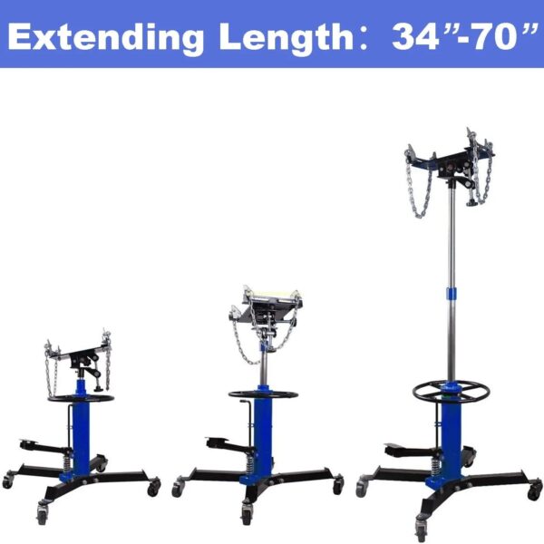 1660 Pounds Hydraulic Car Transmission Jack Vertical Lift with 360 Swivel Wheel Pedal ,Blue,33"-70"(0.75Ton)
