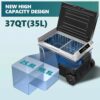 12 Volt Refrigerator, 53QT(50L) Electric Cooler, Portable Freezer 12V/24V DC 110-240V AC, 12V Fridge -4 ~68 , 12V Cooler with Wheels & 2 Baskets...