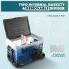 12 Volt Refrigerator, 53QT(50L) Electric Cooler, Portable Freezer 12V/24V DC 110-240V AC, 12V Fridge -4 ~68 , 12V Cooler with Wheels & 2 Baskets...