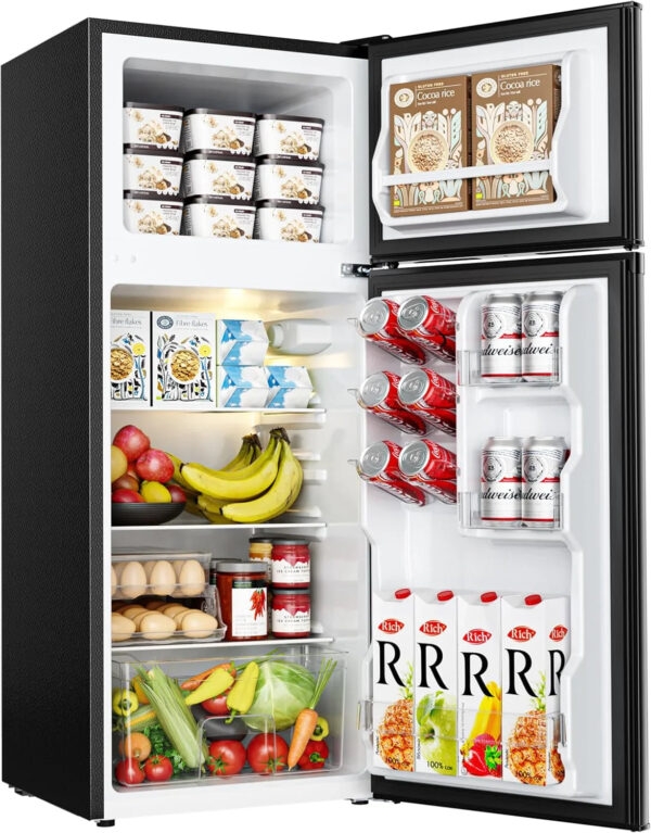 EUHOMY 3.2 Cu.Ft Mini Fridge with Freezer 2-Door Compact Refrigerator for Bedroom, Dorm, Office or Apartment, Silver