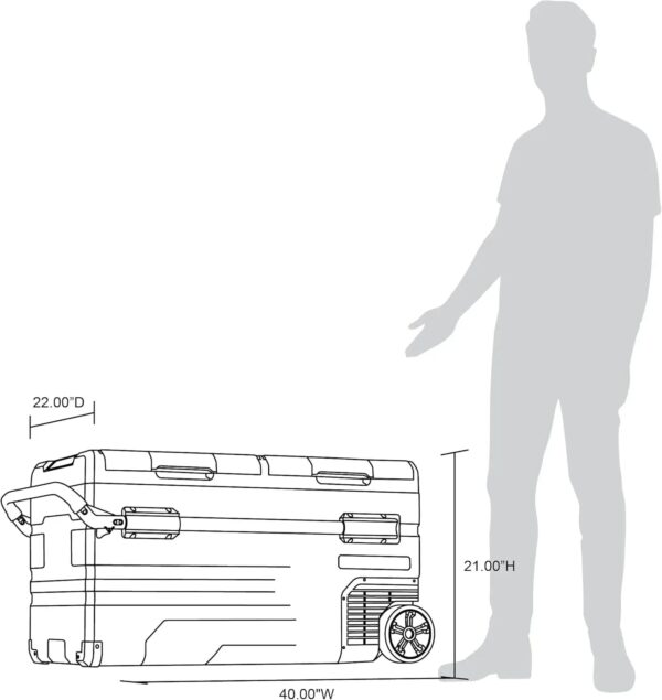 48 Qt. Portable 12v Electric Cooler with LG Compressor, Fridge and Freezer, Rugged Wheels, and Solar Power Input, Perfect Plug-In Cooler for...