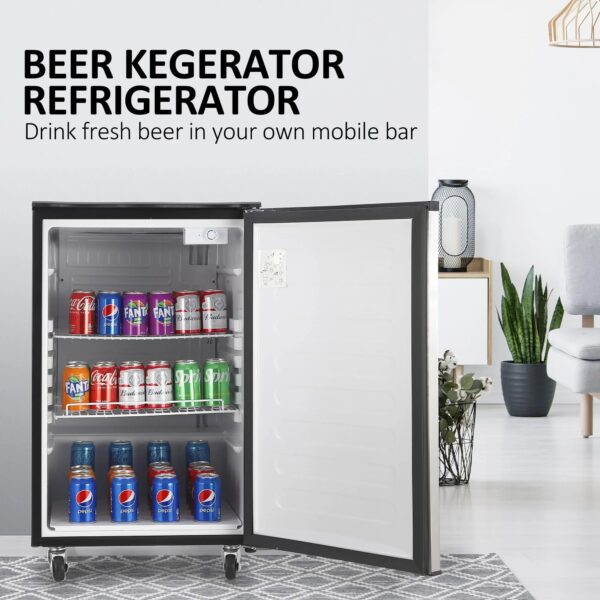 Beer Kegerator, Dual Tap Draft Beer Dispenser, Full Size Stainless Steel Keg Refrigerator With Drip Tray, CO2 Cylinder, 32 F- 50 F Temperature...