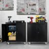 Garage Storage Cabinet with Wheels, 2 Door Tool Cabinet with Adjustable Shelves, Metal Lockable Tool Cabinet, Rolling Tool Chest for Home, 34 H x...