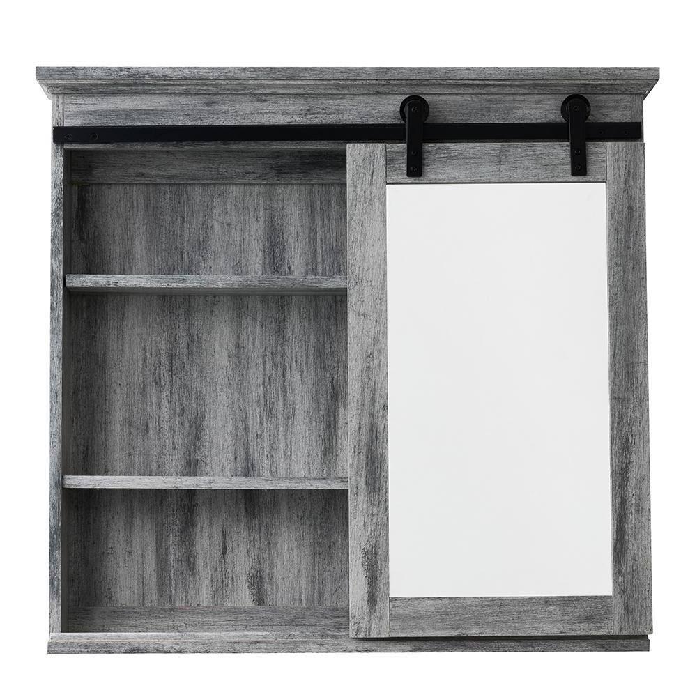 bc5a89830322328f1b3d0d1c78b74430006b296e152b3daf77c276f26dec5391 31 in. x 29 in. Barn Door Medicine Cabinet