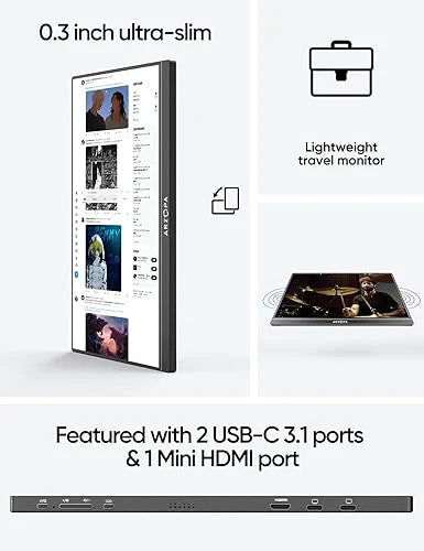 ARZOPA Portable Monitor, 15.6'' 1080P FHD Laptop Monitor USB C HDMI Computer Display HDR Eye Care