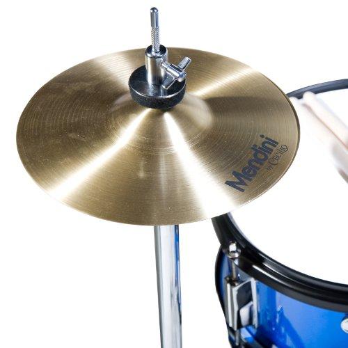 Mendini By Cecilio Drum Set For Kids/Junior 16 Inch, 5 Piece, Blue Metallic Starter Drums Kit w/Adjustable Throne, Cymbal, Pedal & Drumsticks MJDS...