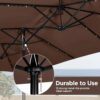 15 ft Large Patio Umbrella with Solar Lights Double-Sided Outdoor Rectangle Market Umbrellas with 36 LED Lights/Base Included/Easy Crank for Patio...