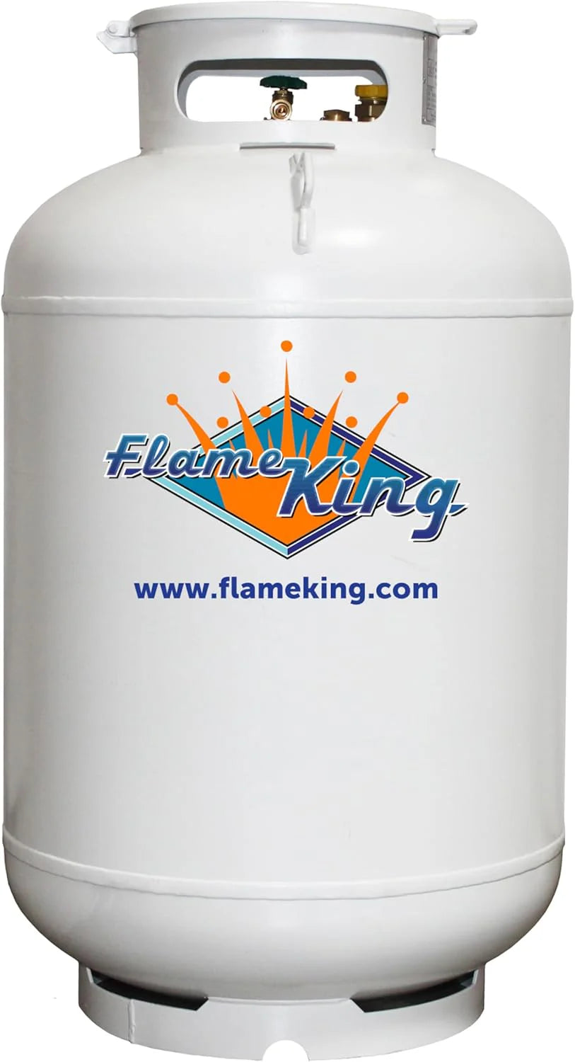 be58ee47dd87fc591af81acbda4e112d1eac1ce1297787395ee5e7db9dd1490b Flame King 420LB ASME Vertical Propane Tank, White