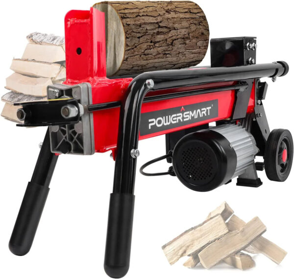 Electric Log Splitter 7-Ton - Efficient Wood Splitter with 3500 Motor Speed, 15 Amp, Horizontal Full Beam Design and Steel Wedge for Firewood &...