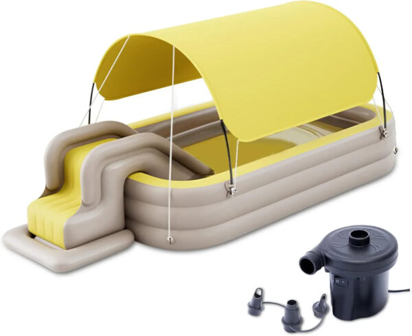 Ergocar Inflatable Swimming Pool with Water Slide, Inflatable Slide Water Pool with Awning, Inflatable Mega Bouncy Castle Water Park, Swim Centre...