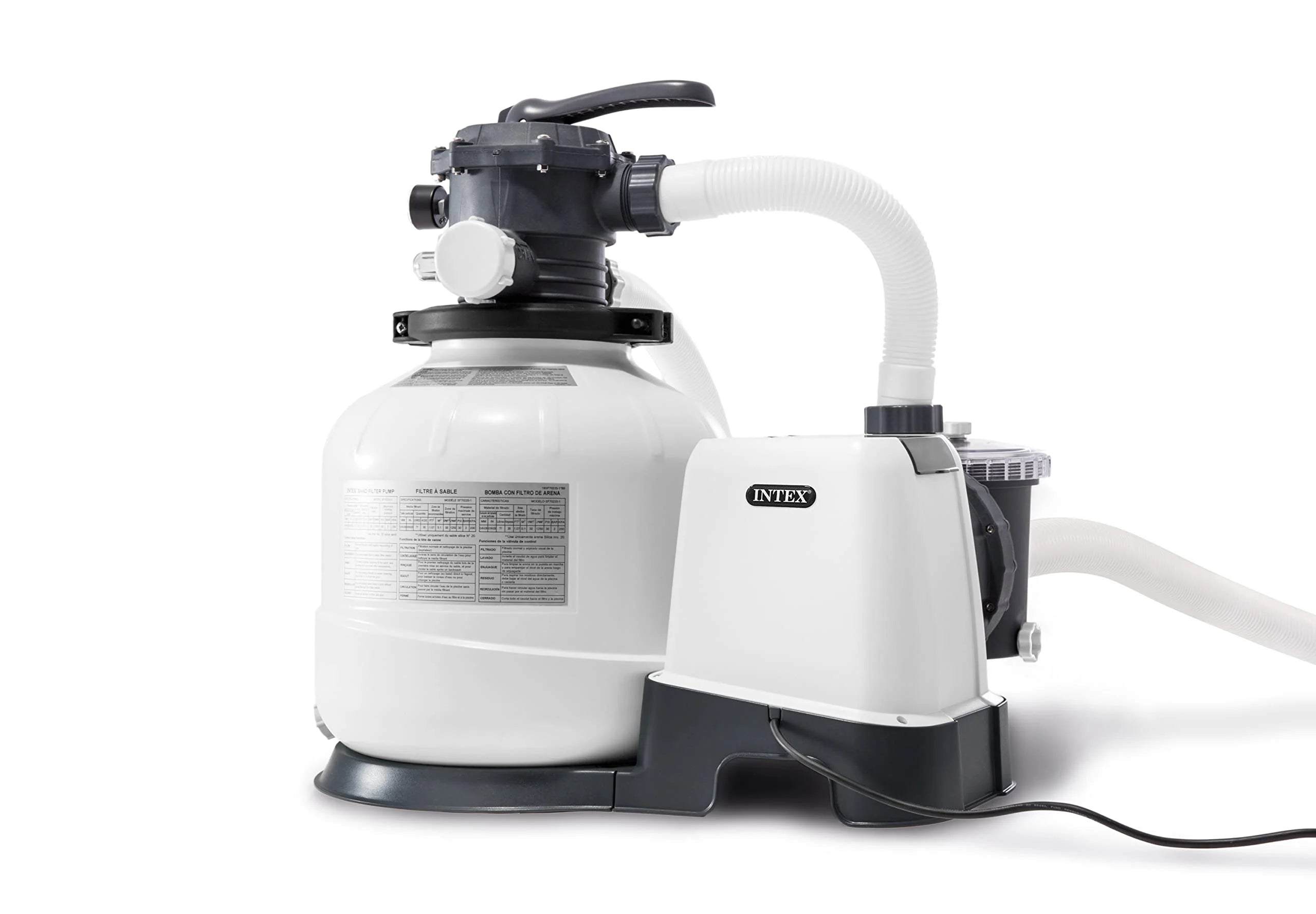 c09ea7dfdf3be184686130abc8c3f5d7901c6ce728ce3ea61232ae4abbe776fd INTEX 26651EG SX3000 Krystal Clear Sand Filter Pump for Above Ground Pools, 16in, Light gray