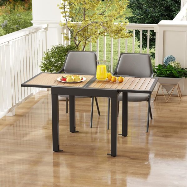 Extensible outdoor dining table, patio table, all-weather aluminum frame, large rectangular lawn backyard garden terrace dining table, suitable...