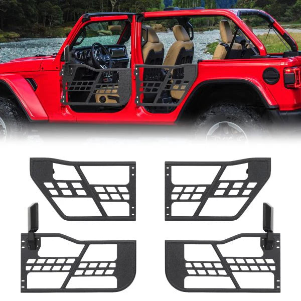 Off Road Safari Tubular Doors Compatible with 2018-2023 Wrangler JL 4 Door Set of 4 Fat Tube Half Doors for Adventure