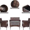 4 Pieces Patio Rattan Chair Wicker, Outdoor Indoor Use Backyard Porch Garden Poolside Balcony Furniture Sets (Red)