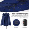 15 ft Large Patio Umbrella with Solar Lights Double-Sided Outdoor Rectangle Market Umbrellas with 36 LED Lights/Base Included/Easy Crank for Patio...