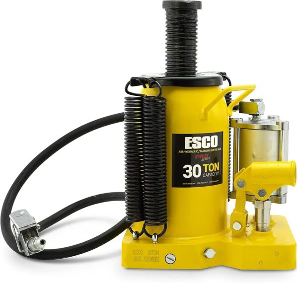 ESCO 30 Ton Pro Series Air Hydraulic Bottle Jack Heavy Duty Lifting for Automotive and Industrial Use