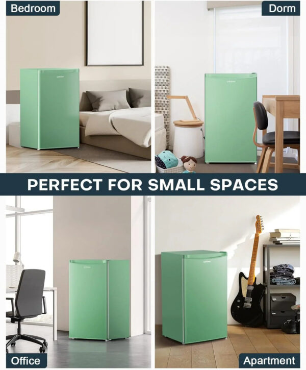 3.2 Cu.Ft Mini Fridge with Freezer Single Door Compact Refrigerator for Dorm, Bedroom, or Office Adjustable Thermostat, Black