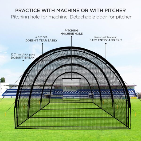 Baseball Batting Cage Net Batting Cages for Backyard Portable Baseball and Softball Batting Cages with Pitching Machine Hole and Detachable Door...