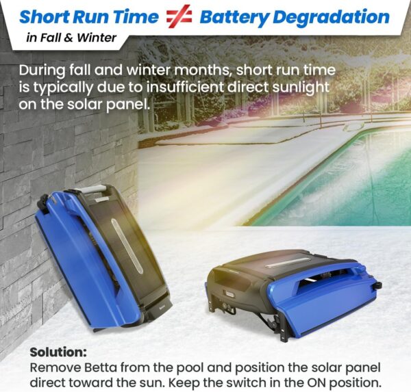 Betta SE Solar Powered Automatic Robotic Pool Surface Skimmer Cleaner with 30-Hour Continuous Cleaning Battery Power and Re-Engineered Twin Salt...