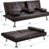 Yaheetech Convertible Sofa Bed Adjustable Couch Sleeper Modern Faux Leather Home Recliner Reversible Loveseat Folding Daybed Guest Bed, Removable...