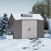 Rubbermaid Resin Outdoor Storage Shed With Floor (7 x 7 Ft) Weather Resistant Gray Organization for Home/Backyard/Garden Tools/Lawn Mower/Bike...