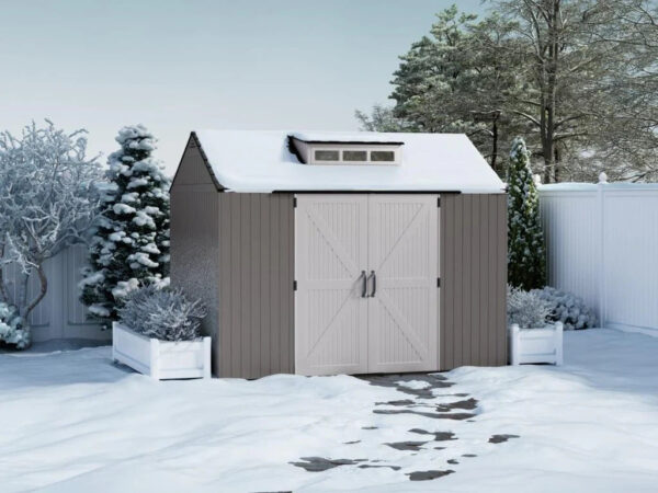Rubbermaid Resin Outdoor Storage Shed With Floor (7 x 7 Ft) Weather Resistant Gray Organization for Home/Backyard/Garden Tools/Lawn Mower/Bike...