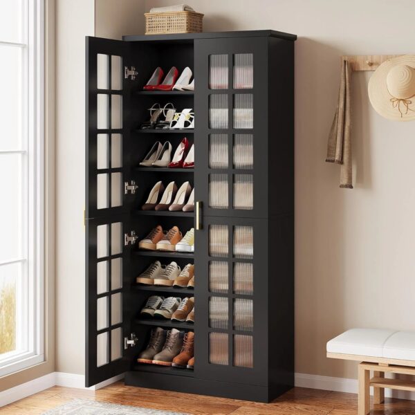 Tribesigns 71-Inch Tall Shoe Cabinet with Doors, 8-Tier Shoe Storage with Adjustable Shelves, Modern Shoe Organizer Shoe Rack Cabinet for Entryway...