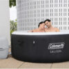 Coleman SaluSpa Miami AirJet 2 to 4 Person Round Inflatable Hot Tub Portable Outdoor Spa with 120 Soothing AirJets and Insulated Cover, Black
