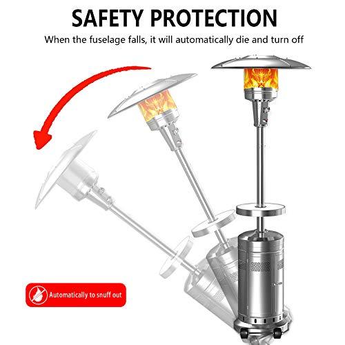 2 Set 48,000-BTU Umbrella Patio Propane Heater with Wheels,Stainless Steel Patio Heater,Stainless Steel Floorstanding Liquid Propane Heater...