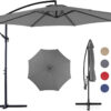 9.8FT Offset Patio Umbrella Hanging Cantilever Umbrella Outdoor Sun Shade with Easy Tilt Adjustment, 8 Ribs, UV Protection for Backyard, Lawn,...