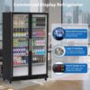 Commercial Refrigerator, Glass Door with LED Lighting Upright Beverage Display Cooler for Home, Store, Gym, or Office, Featuring Double Swing...