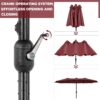 15 ft Large Patio Umbrella with Solar Lights Double-Sided Outdoor Rectangle Market Umbrellas with 36 LED Lights/Base Included/Easy Crank for Patio...