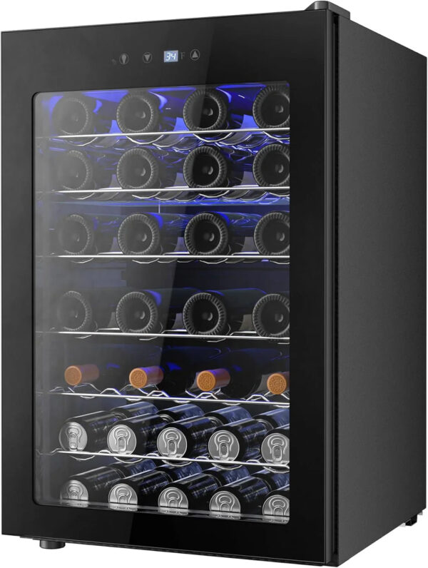 Beverage Refrigerator Cooler - 126 Can Mini Fridge with Glass Door for Soda Beer or Wine, Beverage Cooler for Home, Office, Bar with Adjustable...