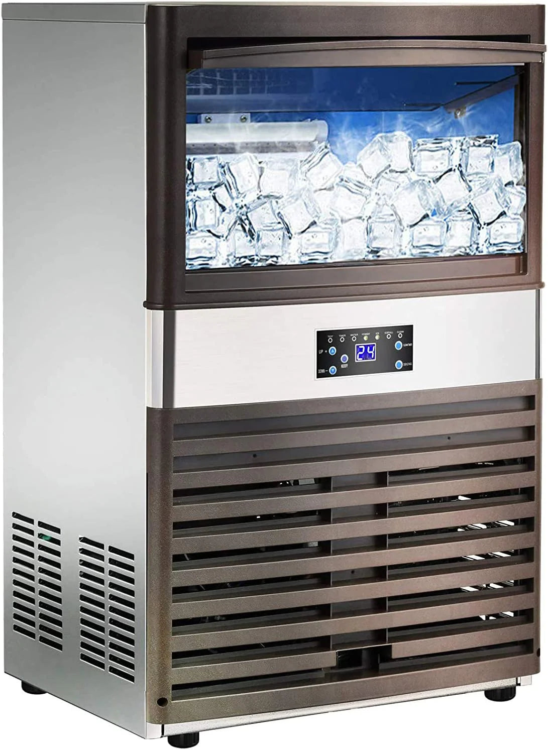 cd296634ff85446c82f3a1eba749e342576dcfbee7d33bd0978e1f1c95c4d0ca YUTGMasst Commercial Ice 110LBS/24H Stainless Steel Free-Standing Ice Machine Maker Air Cooling Ice