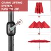 15 ft Large Patio Umbrella with Solar Lights Double-Sided Outdoor Rectangle Market Umbrellas with 36 LED Lights/Base Included/Easy Crank for Patio...