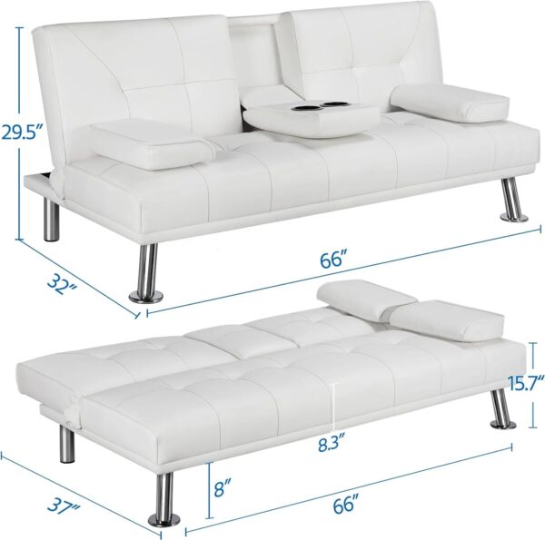 Yaheetech Convertible Sofa Bed Adjustable Couch Sleeper Modern Faux Leather Home Recliner Reversible Loveseat Folding Daybed Guest Bed, Removable...