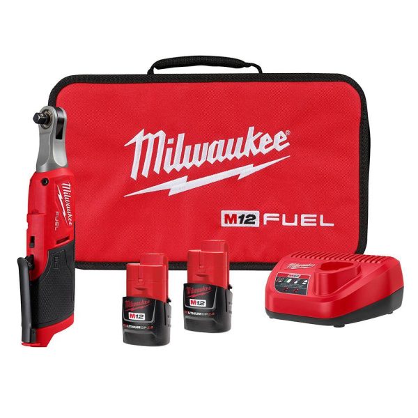 cf514fe465b1aeb4741131bf51bd5fa1f5d495fb8e559b92fa4b083a523782af 2567-22 M12 FUEL 12V Lithium-Ion Brushless Cordless High Speed 3/8 in. Ratchet Kit w/(2) Batteries, Charger and Bag