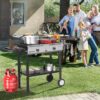 2 Burner Outdoor Propane Gas Stove with Griddle, Auto-ignition, Regulator & Side Shelves, 150,000 BTU Powerful Stand Cooker for Backyard Cooking...